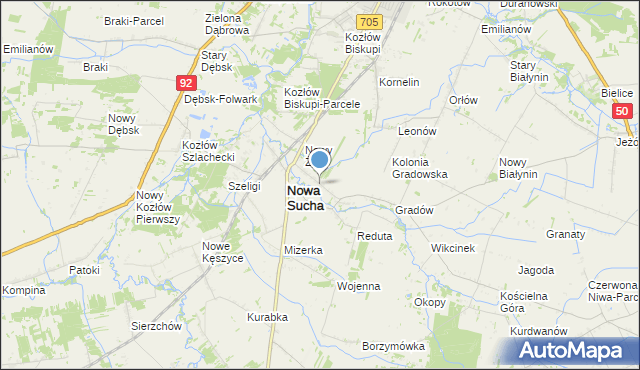mapa Stara Sucha, Stara Sucha gmina Nowa Sucha na mapie Targeo